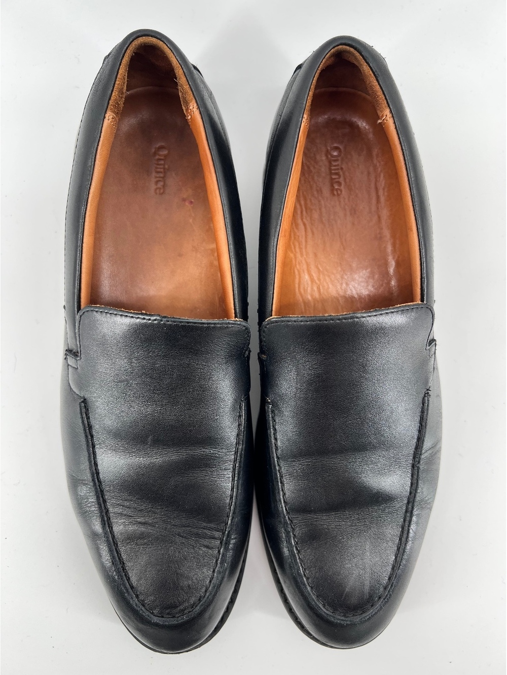 Quince Black Italian Leather Venetian Penny Loafers Womens 10 Slip On Comfort
